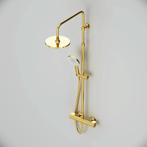 Душевая система AM.PM X-Joy F0785A499 с термостатом, верхний душ 220мм, золото Душевая система AM.PM X-Joy F0785A499 с термостатом, верхний душ 220мм, золото