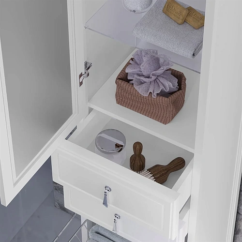 Шкаф-пенал Opadiris Риспекто 40 Z0000012636 левый с бельевой корзиной белый матовый Шкаф-пенал Opadiris Риспекто 40 Z0000012636 левый с бельевой корзиной белый матовый