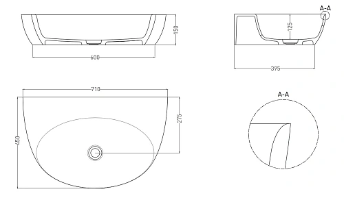 Раковина Salini ALDA WALL 03 140313GN покраска по RAL снаружи Раковина Salini ALDA WALL 03 140313GN покраска по RAL снаружи
