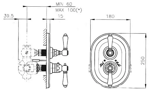 Смеситель для душа Nicolazzi Termostatic 4909 BZ 18 термостатический, бронза 4909BZ18 Смеситель для душа Nicolazzi Termostatic 4909 BZ 18 термостатический, бронза 4909BZ18