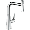 Картинка анонса товара «смеситель для кухни hansgrohe metris select m71 240, с вытяжным душем, 2jet, sbox 73817000, хром»