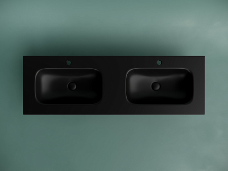 Раковина Ceramica Nova Grace CN7022MB мебельная 1410x457x137 с двумя чашами и отверстиями под смеситель, черный матовый Раковина Ceramica Nova Grace CN7022MB мебельная 1410x457x137 с двумя чашами и отверстиями под смеситель, черный матовый