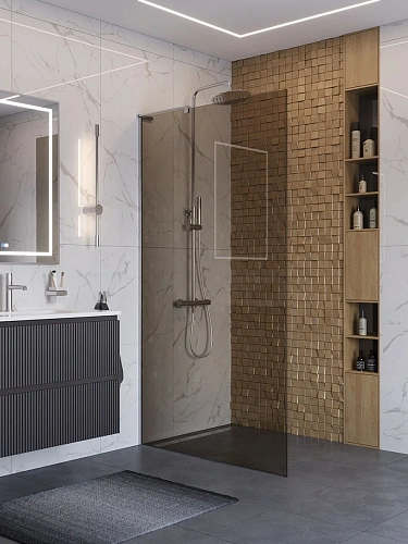 Душевая перегородка BelBagno UNO-L-1-TB-100-BR-Cr 100 см, профиль хром, стекло тонированная бронза Душевая перегородка BelBagno UNO-L-1-TB-100-BR-Cr 100 см, профиль хром, стекло тонированная бронза