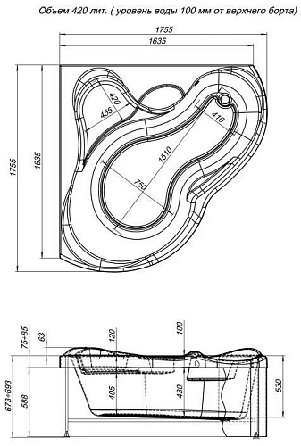 Акриловая ванна Aquanet Bellona 165x165 00203908 Акриловая ванна Aquanet Bellona 165x165 00203908