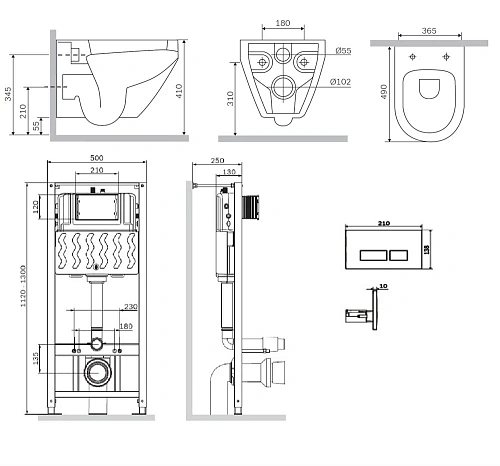 Комплект унитаза AM.PM Spirit V2.0 FlashClean IS47051.701738 с инсталляцией, сиденьем микролифт и клавишей смыва Комплект унитаза AM.PM Spirit V2.0 FlashClean IS47051.701738 с инсталляцией, сиденьем микролифт и клавишей смыва