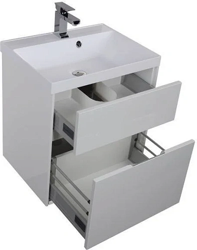 Тумба под раковину Aquanet Латина 60 белый (2 ящика) 00179934 Тумба под раковину Aquanet Латина 60 белый (2 ящика) 00179934