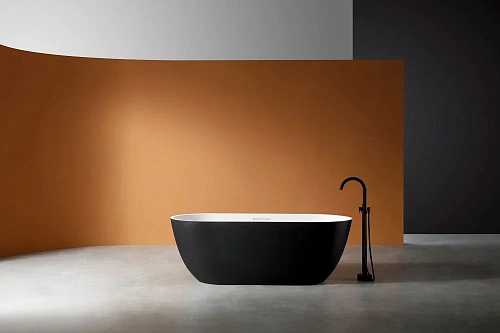 Ванна отдельностоящая ABBER AM9941BW 170x75 универсальная, черно-белая матовая, искусственный камень Ванна отдельностоящая ABBER AM9941BW 170x75 универсальная, черно-белая матовая, искусственный камень