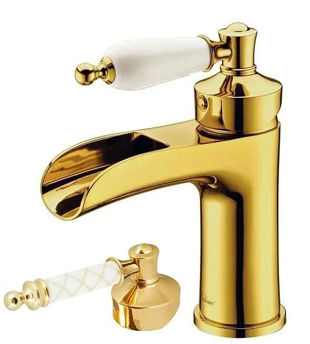 Смеситель для раковины Boheme Vogue 211-MR-W золото Murano, белое Смеситель для раковины Boheme Vogue 211-MR-W золото Murano, белое