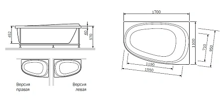 Экран для ванны фронтальный AM.PM Like W80A-170U110W-P 170х110 см, универсальная Экран для ванны фронтальный AM.PM Like W80A-170U110W-P 170х110 см, универсальная