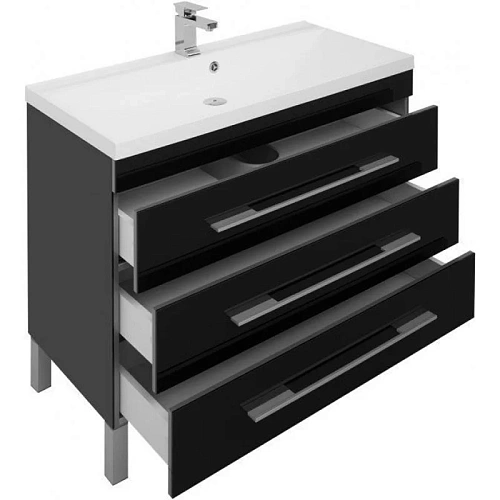 Комплект мебели Aquanet Верона NEW 100 черный (напольный 3 ящика) 00230323 Комплект мебели Aquanet Верона NEW 100 черный (напольный 3 ящика) 00230323