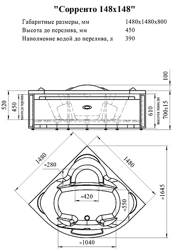 Акриловая ванна Radomir Сорренто 1 148x148, с рамой-подставкой (1-01-0-0-1-037) Акриловая ванна Radomir Сорренто 1 148x148, с рамой-подставкой (1-01-0-0-1-037)