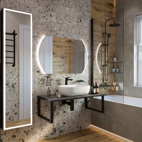 Комплект мебели DIWO Элиста 100 чёрный мрамор, с раковиной Moduo 50 Square 555740 Комплект мебели DIWO Элиста 100 чёрный мрамор, с раковиной Moduo 50 Square 555740