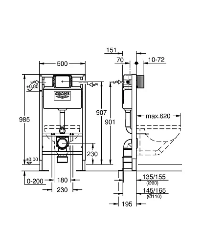 Инсталляция для унитаза GROHE Rapid SL (38586001) Инсталляция для унитаза GROHE Rapid SL (38586001)