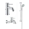 Комплект смесителей GROHE BauClassic с душевым гарнитуром, хром (124404)