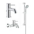 Комплект смесителей GROHE BauClassic с душевым гарнитуром, хром (124404) Комплект смесителей GROHE BauClassic с душевым гарнитуром, хром (124404)