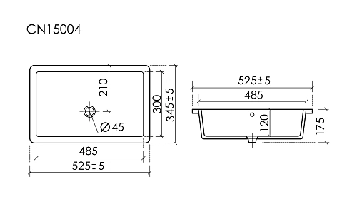 Раковина встраиваемая Ceramica Nova Era CN15004 525x345x175мм белый Раковина встраиваемая Ceramica Nova Era CN15004 525x345x175мм белый