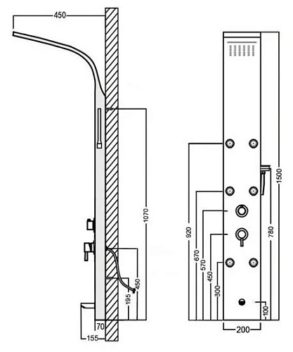 Душевая панель Aquanet Galaxy Black AP40-05 Душевая панель Aquanet Galaxy Black AP40-05