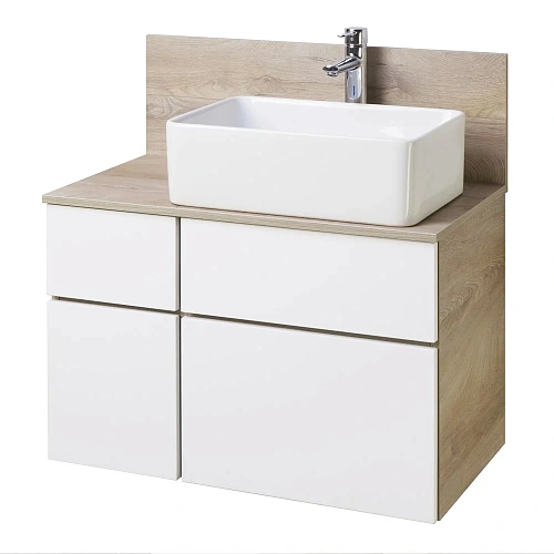 Тумба под раковину Aquaton Мишель 80 без столешницы, дуб эндгрейн, белый 1A244501MIX40 Тумба под раковину Aquaton Мишель 80 без столешницы, дуб эндгрейн, белый 1A244501MIX40