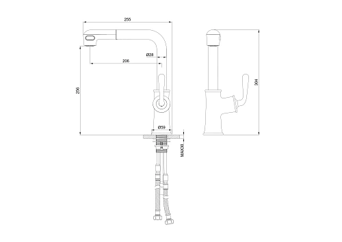 Смеситель для кухни Wonzon & Woghand с выдвижным изливом, хром (WW-88439008A-CR) Смеситель для кухни Wonzon & Woghand с выдвижным изливом, хром (WW-88439008A-CR)