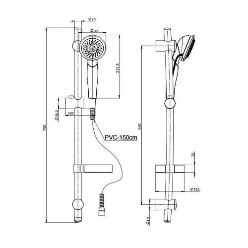 Душевой гарнитур Paini Emilia 50CR124/P15 Душевой гарнитур Paini Emilia 50CR124/P15