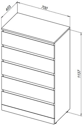 Комод Aquanet Сканди 700x400 Дуб эдгрейн (5 ящиков) 00302551 Комод Aquanet Сканди 700x400 Дуб эдгрейн (5 ящиков) 00302551