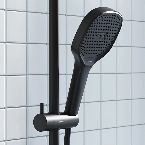 Душевая система Damixa Merkur 940000300 верхний душ 310x200 мм штанга 1050-1450, черный Душевая система Damixa Merkur 940000300 верхний душ 310x200 мм штанга 1050-1450, черный