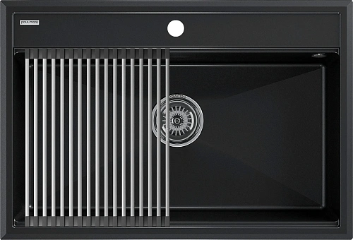Кухонная мойка Paulmark STEPIA 80 с ролл-матом STEP брашированная PM117551-BLM+R375-BS Кухонная мойка Paulmark STEPIA 80 с ролл-матом STEP брашированная PM117551-BLM+R375-BS