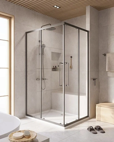 Душевой уголок CEZARES RELAX-304-AH-2-120/90-C-GM 120x90см стекло прозрачное, профиль оружейная сталь Душевой уголок CEZARES RELAX-304-AH-2-120/90-C-GM 120x90см стекло прозрачное, профиль оружейная сталь