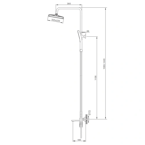 Душевая система Splenka S55.24 поворотный излив 18 см, хром Душевая система Splenka S55.24 поворотный излив 18 см, хром