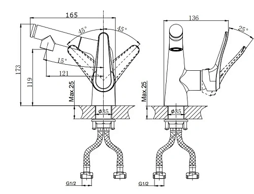 Смеситель для раковины RUSH Jawa (JA0735-12) Смеситель для раковины RUSH Jawa (JA0735-12)