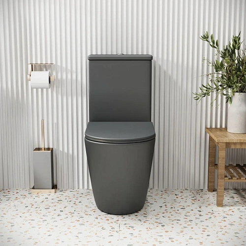 Унитаз напольный GROSSMAN GR-4480GMS Color 620x365x810 серый матовый безободковый с тонкой крышкой Унитаз напольный GROSSMAN GR-4480GMS Color 620x365x810 серый матовый безободковый с тонкой крышкой