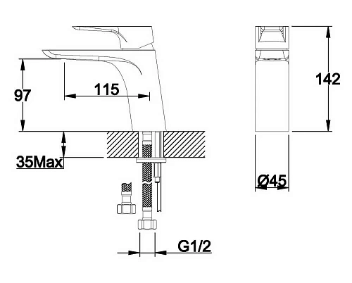 Смеситель для раковины Orans K-1078 1078K00 Смеситель для раковины Orans K-1078 1078K00