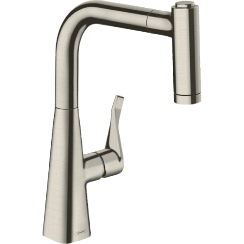 Смеситель для кухни Hansgrohe Metris M71 220, с вытяжным душем, 2jet 73800800, под сталь Смеситель для кухни Hansgrohe Metris M71 220, с вытяжным душем, 2jet 73800800, под сталь