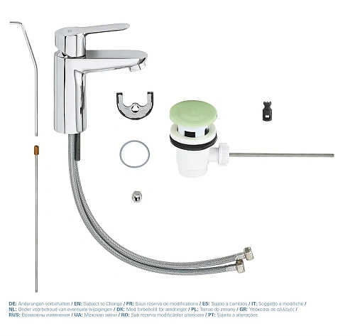 Смеситель для раковины GROHE Start Edge со сливным гарнитуром, хром (23342000) Смеситель для раковины GROHE Start Edge со сливным гарнитуром, хром (23342000)