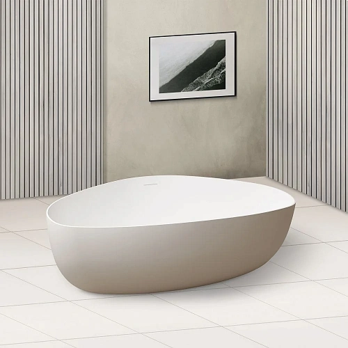 Ванна отдельностоящая ABBER AS9608 180x130 универсальная, белая матовая, искусственный камень Ванна отдельностоящая ABBER AS9608 180x130 универсальная, белая матовая, искусственный камень