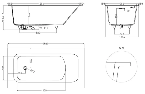Ванна из искусственного камня Salini ORLANDA KIT PLUS 190х100 102124M S-Stone Ванна из искусственного камня Salini ORLANDA KIT PLUS 190х100 102124M S-Stone