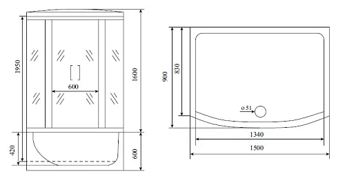 Душевая кабина Timo Lux T-7750 NEW 150x88x220, турецкая баня хамам Душевая кабина Timo Lux T-7750 NEW 150x88x220, турецкая баня хамам