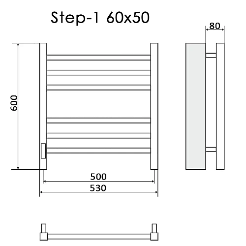 Полотенцесушитель электрический Ника STEP-1 60/50 правый тэн Полотенцесушитель электрический Ника STEP-1 60/50 правый тэн