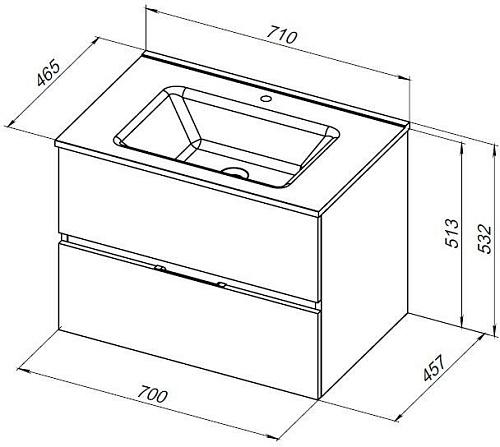 Тумба под раковину Aquanet Алвита New 70 2 ящика, серый 00303907 Тумба под раковину Aquanet Алвита New 70 2 ящика, серый 00303907