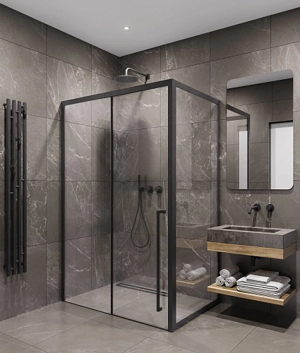 Душевой уголок Timo (T57R+T64) TDSS-130/03C-8R, раздвижная дверь 1300x2000, профиль черный, торцевое стекло TSS-900/03C-8 900x2000 Душевой уголок Timo (T57R+T64) TDSS-130/03C-8R, раздвижная дверь 1300x2000, профиль черный, торцевое стекло TSS-900/03C-8 900x2000