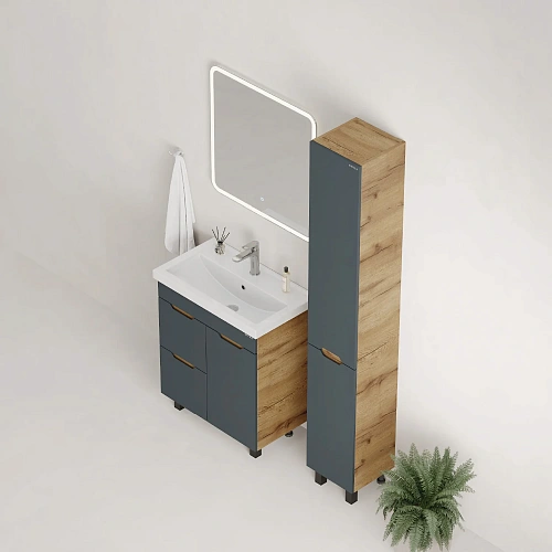 Тумба под раковину Onika Айленд 70 см 107069 напольная, графит/дуб крафт золотой, с корзиной (для Фостер 70) Тумба под раковину Onika Айленд 70 см 107069 напольная, графит/дуб крафт золотой, с корзиной (для Фостер 70)