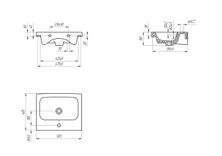 Раковина Cersanit COLOUR 50 (UM-COL50/1) универсальная S-UM-COL50/1-w Раковина Cersanit COLOUR 50 (UM-COL50/1) универсальная S-UM-COL50/1-w