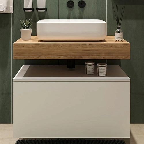 Столешница STWORKI Ольборг 80 дуб французский, без отверстий, с тумбой 80, с раковиной STWORKI Soul 489094 Столешница STWORKI Ольборг 80 дуб французский, без отверстий, с тумбой 80, с раковиной STWORKI Soul 489094