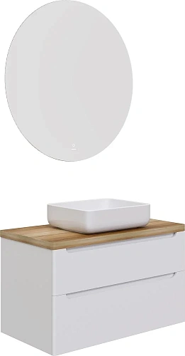 Комплект мебели STWORKI Берген 100 белая со светлой столешницей, раковина Soul 1 549587 Комплект мебели STWORKI Берген 100 белая со светлой столешницей, раковина Soul 1 549587