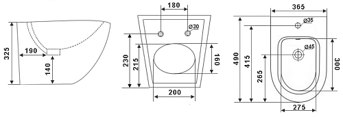 Биде подвесное Timo KULO TK-404 (490x365x325) Биде подвесное Timo KULO TK-404 (490x365x325)