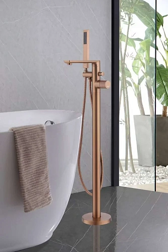 Смеситель для ванны ABBER Rund AF8715MRG напольный, розовое золото матовое Смеситель для ванны ABBER Rund AF8715MRG напольный, розовое золото матовое