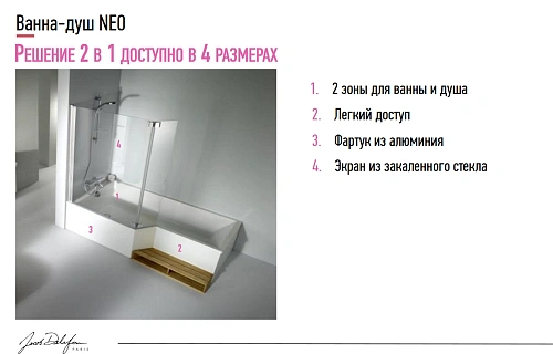 Акриловая ванна Jacob Delafon Bain-Douche Neo 160х70 E6D000L-00 левая Акриловая ванна Jacob Delafon Bain-Douche Neo 160х70 E6D000L-00 левая