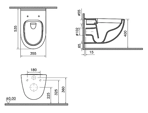 Унитаз подвесной VitrA S40, безободковый 7759B003-0075 без сиденья Унитаз подвесной VitrA S40, безободковый 7759B003-0075 без сиденья