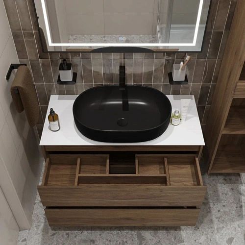 Тумба со столешницей и раковиной BelBagno KRAFT 100 kraft100rt-kepbo-1084h301-set подвесная KRAFT100RT-KEPBO-1084-H301-SET Тумба со столешницей и раковиной BelBagno KRAFT 100 kraft100rt-kepbo-1084h301-set подвесная KRAFT100RT-KEPBO-1084-H301-SET