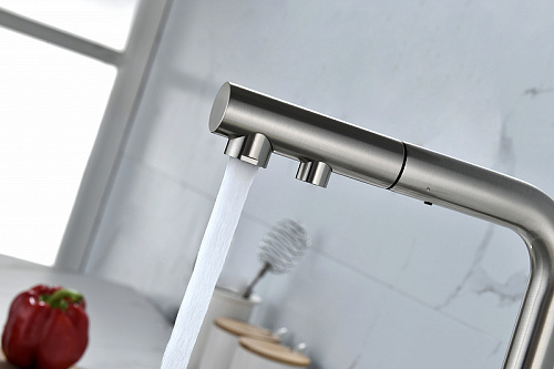 Смеситель для кухни Paulmark SERPENTINE брашированная сталь Se213222-BS Смеситель для кухни Paulmark SERPENTINE брашированная сталь Se213222-BS